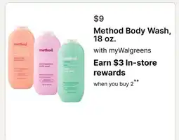 Walgreens Method Body Wash 18 oz offer