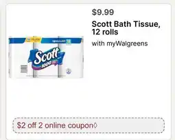 Walgreens Scott Bath Tissue, 12 rolls offer