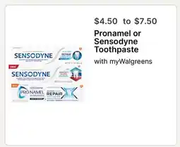 Walgreens Pronamel or Sensodyne Toothpaste offer