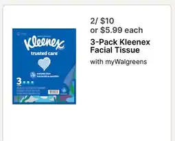 Walgreens 3-Pack Kleenex Facial Tissue offer