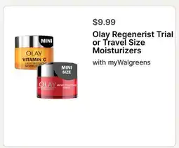 Walgreens Olay Regenerist Trial or Travel Size Moisturizers offer