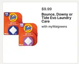 Walgreens Bounce, Downy or Tide Evo Laundry Care offer