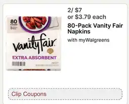 Walgreens 80-Pack Vanity Fair Napkins offer