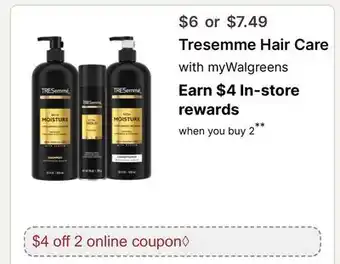 Walgreens Tresemme Hair Care offer