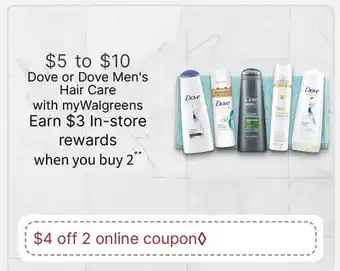 Walgreens Dove or Dove Men's Hair Care offer