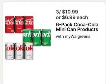 Walgreens 6-Pack Coca-Cola Mini Can Products offer