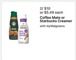 Walgreens Coffee Mate or Starbucks Creamer offer