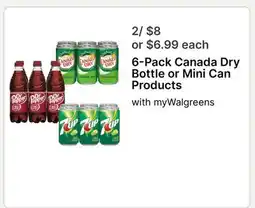 Walgreens 6-Pack Canada Dry Bottle or Mini Can Products offer