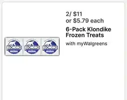 Walgreens 6-Pack Klondike Frozen Treats offer