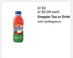 Walgreens Snapple Tea or Drink offer