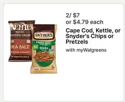 Walgreens Cape Cod, Kettle, or Snyder's Chips or Pretzels offer