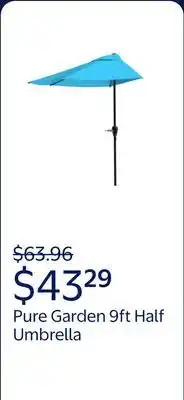 Walmart Pure Garden 9ft Half Umbrella for Balcony, Porch, or Deck, Brilliant Blue offer