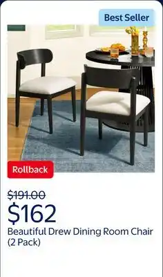 Walmart Beautiful Drew Dining Room Chair by Drew Barrymore, Rich Black Finish offer