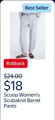 Walmart Scoop Women's and Women's Plus New Scubaknit Barrel Pants, Sizes XS-4X offer