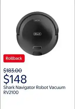 Walmart Shark Navigator Robot Vacuum, Smart Path Navigation, Row-by-Row Mapping, Object Detection, RV2100 offer