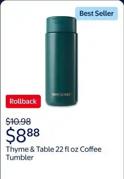 Walmart Thyme & Table 22 fl oz Stainless Steel Coffee Tumbler, Teal offer
