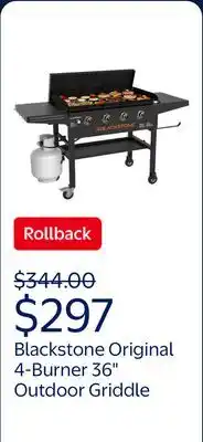 Walmart Blackstone Original Outdoor Griddle, 4-Burner 36 Flat Top Grill with Hard Cover, Black offer
