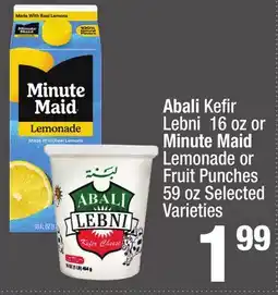 Super King Markets Abali Kefir Lebni, 16 oz or Minute Maid Lemonade or Fruit Punches, 59 oz offer