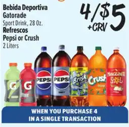 El Super Fresh Gatorade Sport Drink 28 Oz. Pepsi or Crush 2 Liters offer
