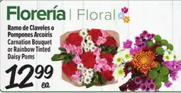 El Super Fresh Carnation Bouquet or Rainbow Tinted Daisy Poms offer