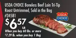 Smart & Final USDA CHOICE Boneless Beef Loin Tri-Tip Roast Untrimmed offer