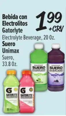 El Super Gatorlyte Electrolyte Beverage, 20 Oz., Unimax Suero, 33.8Oz offer