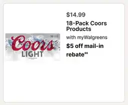 Walgreens 18-Pack Coors Products offer