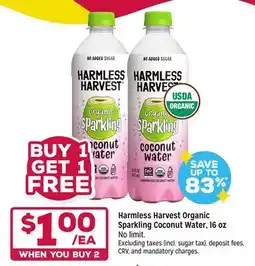 Grocery Outlet Harmless Harvest Organic Sparkling Coconut Water offer