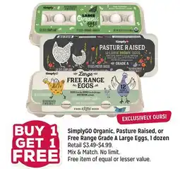 Grocery Outlet SimplyGO Organic, Pasture Raised, or Free Range Grade A Large Eggs offer