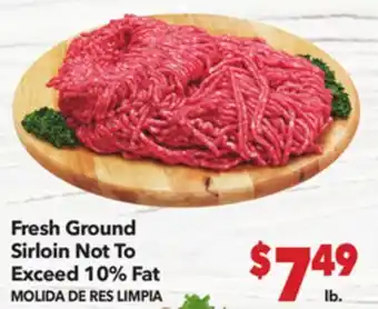 Vallarta Supermarkets Fresh Ground Sirloin Not To Exceed 10% Fat / MOLIDA DE RES LIMPIA offer
