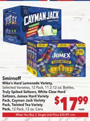Vallarta Supermarkets Smirnoff Mike's Hard Lemonade Variety offer