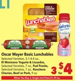Vallarta Supermarkets Oscar Mayer Basic Lunchables offer