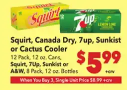 Vallarta Supermarkets Squirt, Canada Dry, 7up, Sunkist or Cactus Cooler offer