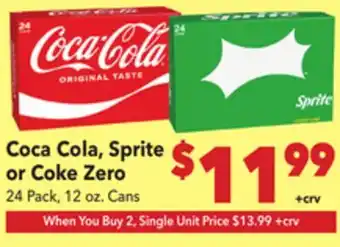 Vallarta Supermarkets Coca-Cola, Sprite or Coke Zero offer