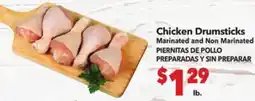Vallarta Supermarkets Chicken Drumsticks Marinated and Non Marinated / PIERNITAS DE POLLO PREPARADAS Y SIN PREPARAR offer