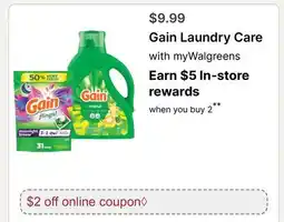 Walgreens Gain Laundry Care offer
