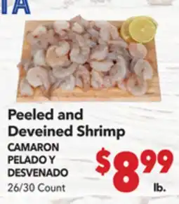Vallarta Supermarkets Peeled and Deveined Shrimp / CAMARON PELADO Y DESVENADO offer