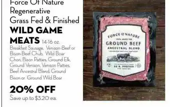 Bristol Farms Wild Game Meats offer