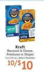 Foodarama Kraft Macaroni & Cheese, Premiums Or Shapes offer