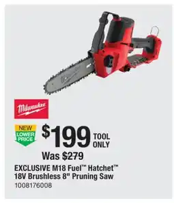 The Home Depot M18 Fuel Hatchet 18V Brushless 8 Pruning Saw offer