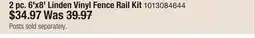 The Home Depot Veranda 2 pc. 6'x8' Linden Vinyl Fence Rail Kit offer