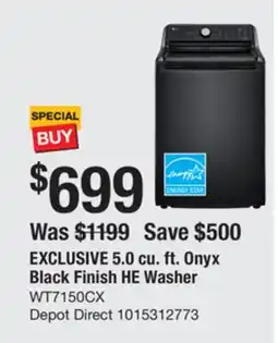 The Home Depot LG 5.0 cu. ft. Onyx Black Finish HE Washer- WT7150CX offer