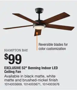 The Home Depot Hampton Bay 52 Benning Indoor LED Ceiling Fan offer