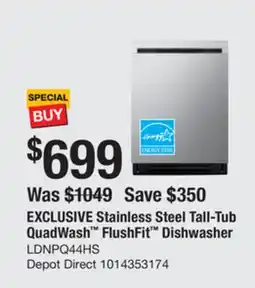 The Home Depot Frigidaire Stainless Steel Tall-Tub QuadWash FlushFit Dishwasher offer