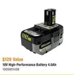 The Home Depot RYOBI 18V High-Performance Battery 4.0Ah offer