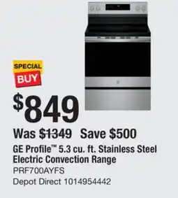 The Home Depot GE Profile 5.3 cu. ft. Stainless Steel Electric Convection Range offer