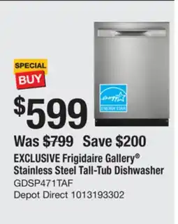 The Home Depot Frigidaire Gallery Stainless Steel Tall-Tub Dishwasher offer