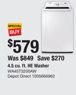 The Home Depot Samsung 4.5 cu. ft. HE Washer offer