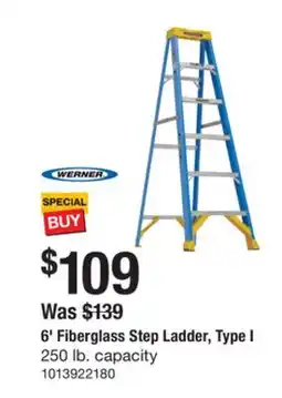 The Home Depot Werner 6' Fiberglass Step Ladder, Type I offer