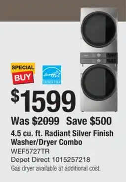 The Home Depot Whirlpool 4.5 cu. ft. Radiant Silver Finish Washer/Dryer Combo offer